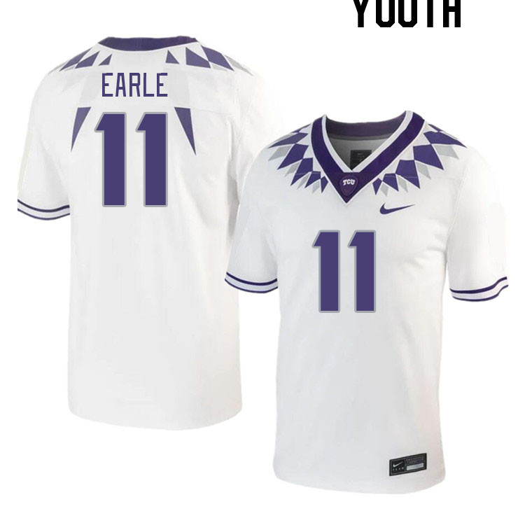 Youth #11 JoJo Earle TCU Horned Frogs 2023 College Footbal Jerseys Stitched-White - Click Image to Close